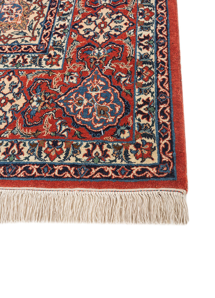 aalam blue wool hand knotted Rug - Corner