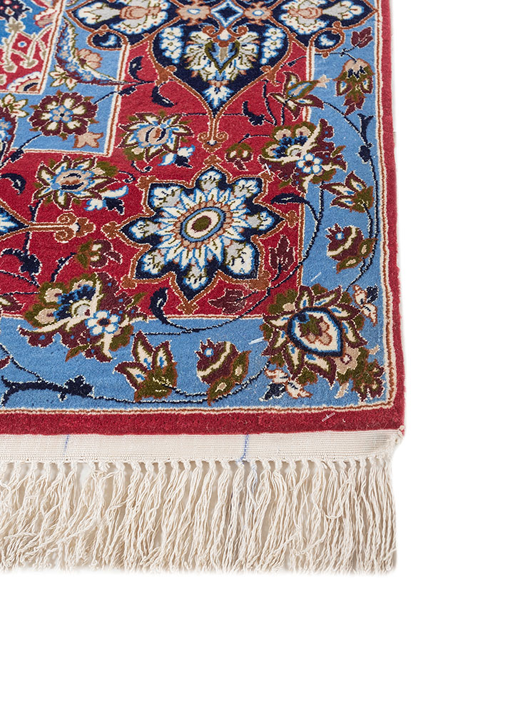 aalam blue wool and silk hand knotted Rug - Corner