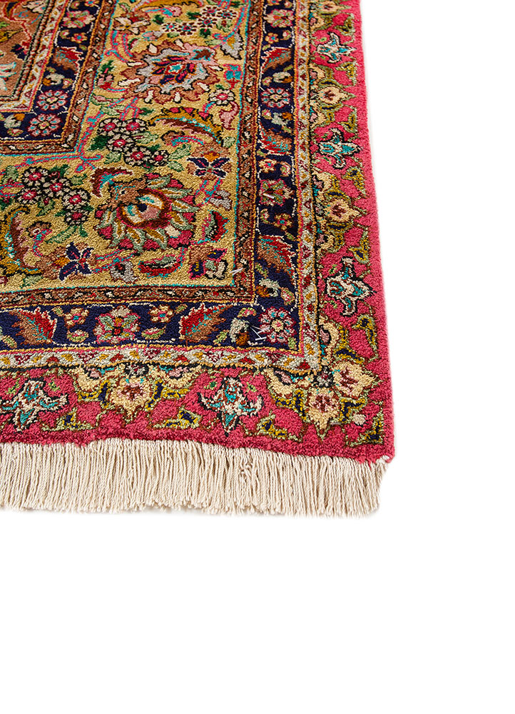 gulmarg blue silk hand knotted Rug - Corner