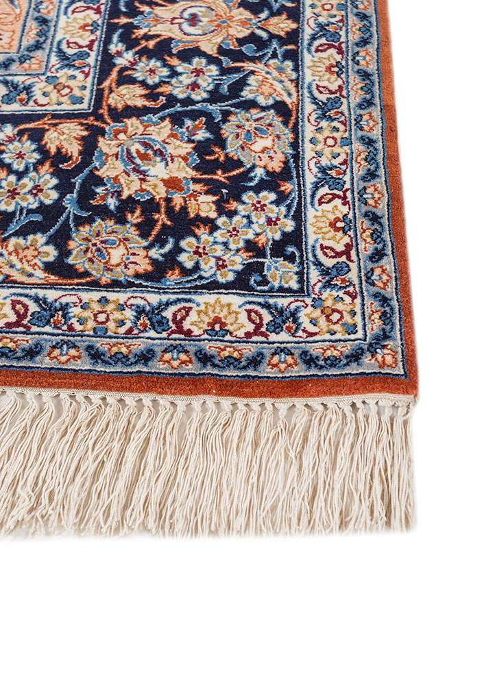 aalam blue wool hand knotted Rug - Corner