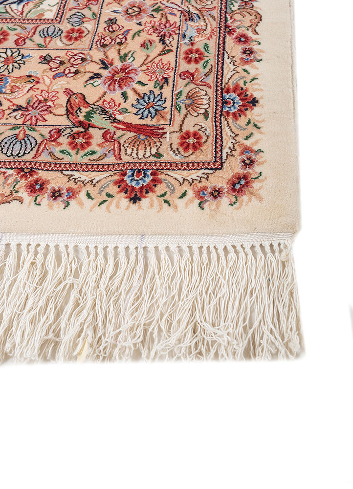 aalam pink and purple wool and silk hand knotted Rug - Corner