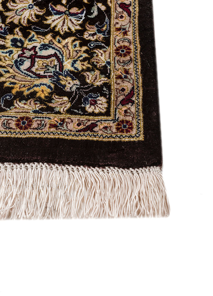 gulmarg beige and brown silk hand knotted Rug - Corner