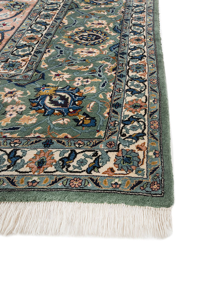 aalam blue wool hand knotted Rug - Corner