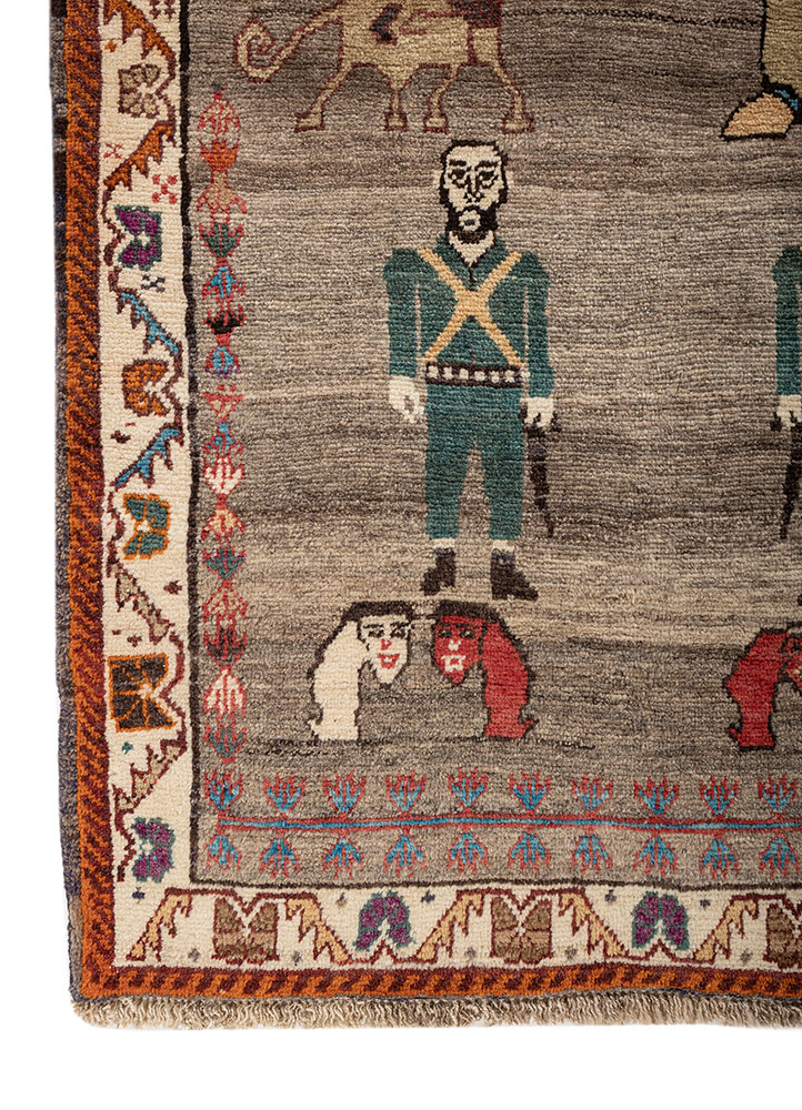 aalam pink and purple wool hand knotted Rug - Corner