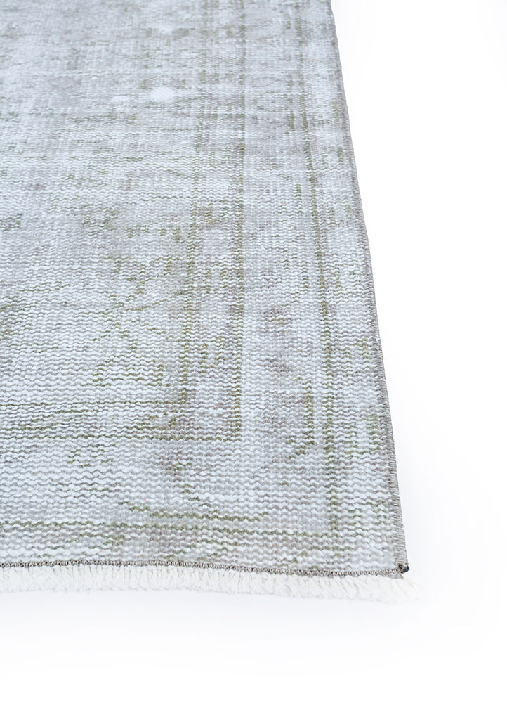 vintage grey and black wool hand knotted Rug - Corner
