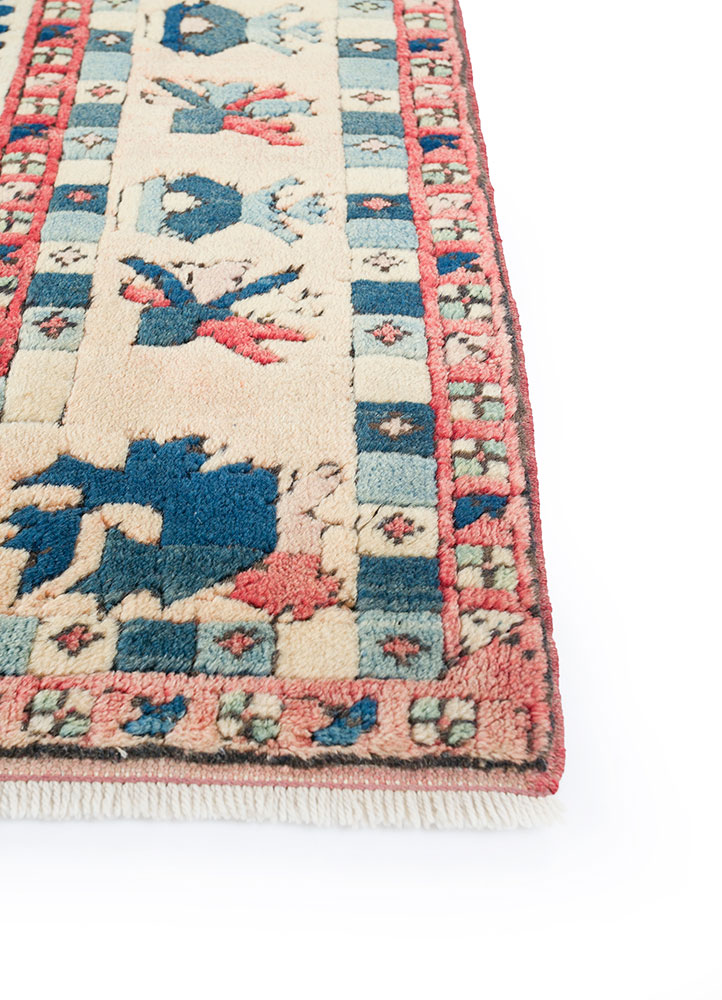 nuray blue wool hand knotted Rug - Corner