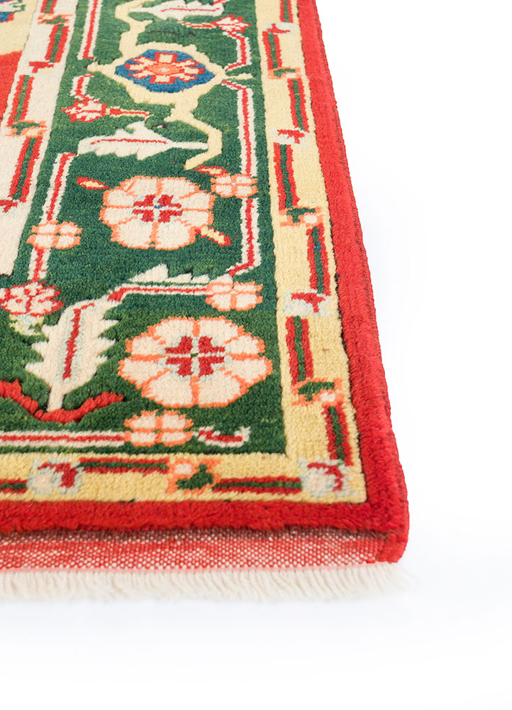 nuray red and orange wool hand knotted Rug - Corner