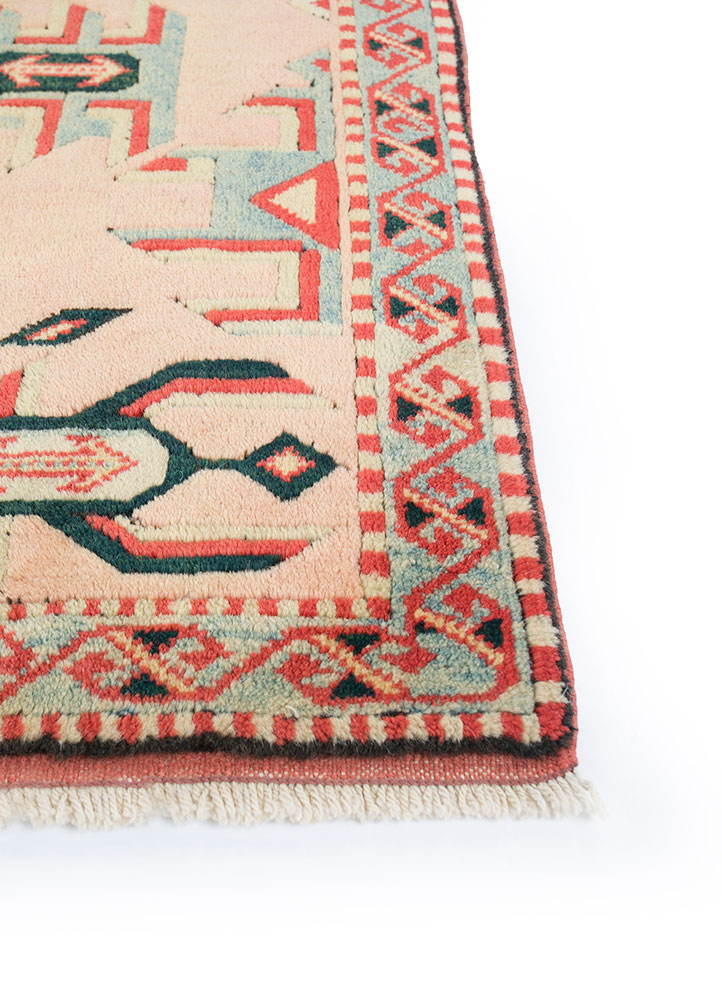 nuray red and orange wool hand knotted Rug - Corner