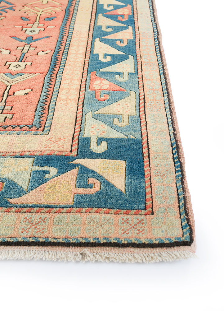 nuray red and orange wool hand knotted Rug - Corner