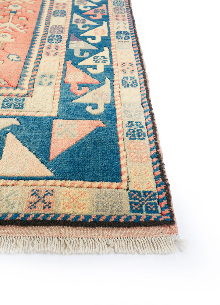 nuray red and orange wool hand knotted Rug - Corner