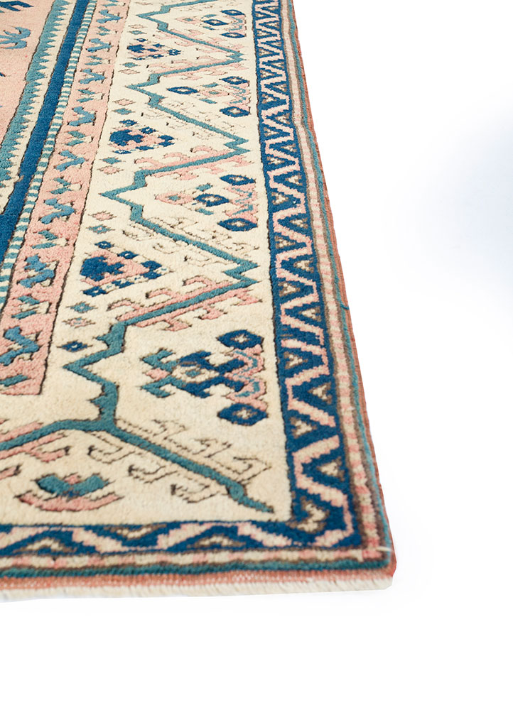 nuray red and orange wool hand knotted Rug - Corner