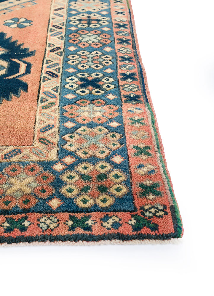 nuray red and orange wool hand knotted Rug - Corner