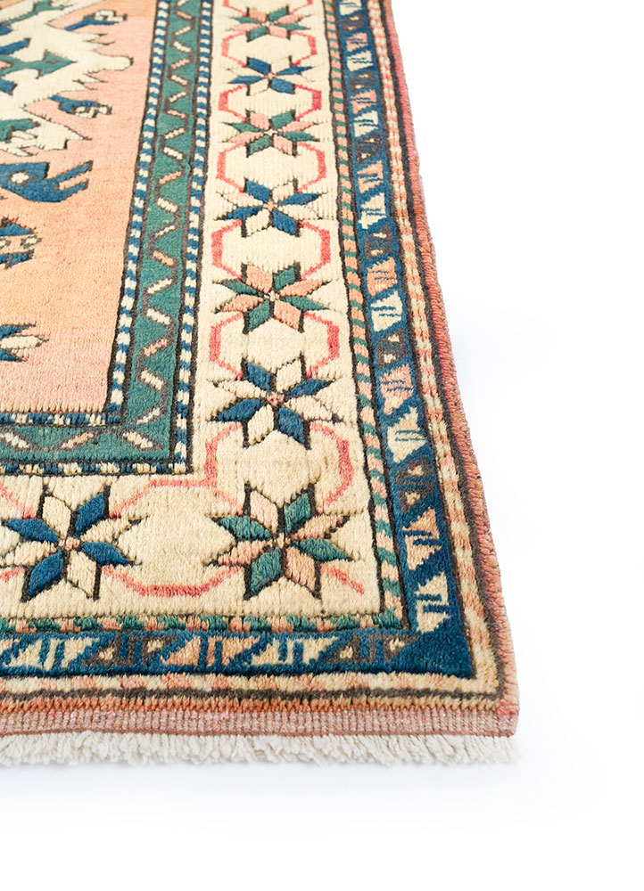 nuray red and orange wool hand knotted Rug - Corner
