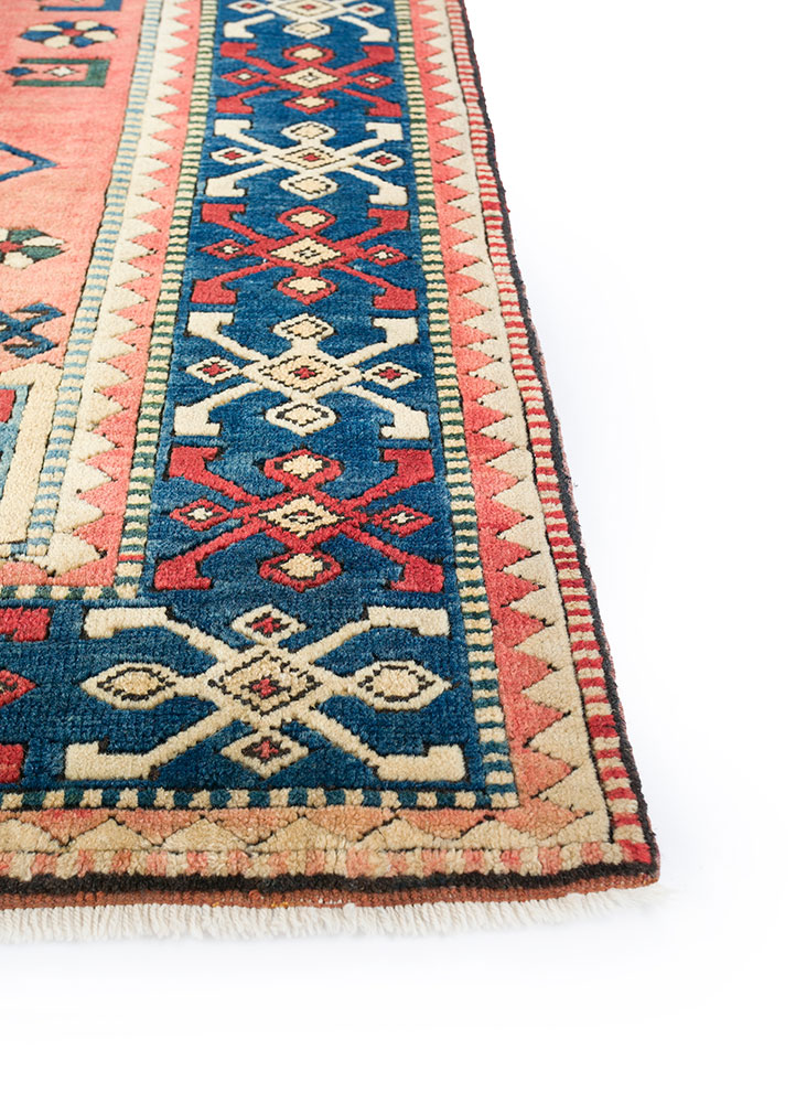 nuray red and orange wool hand knotted Rug - Corner