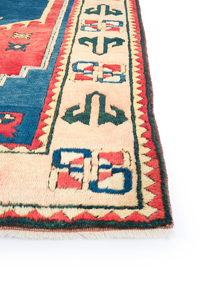 nuray red and orange wool hand knotted Rug - Corner