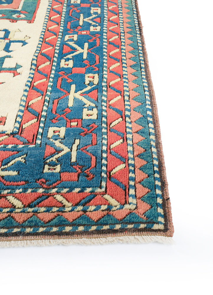 nuray blue wool hand knotted Rug - Corner