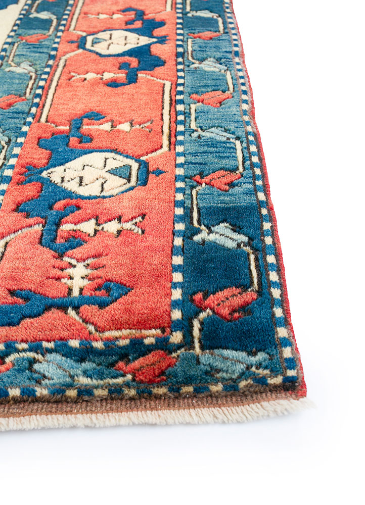 nuray blue wool hand knotted Rug - Corner