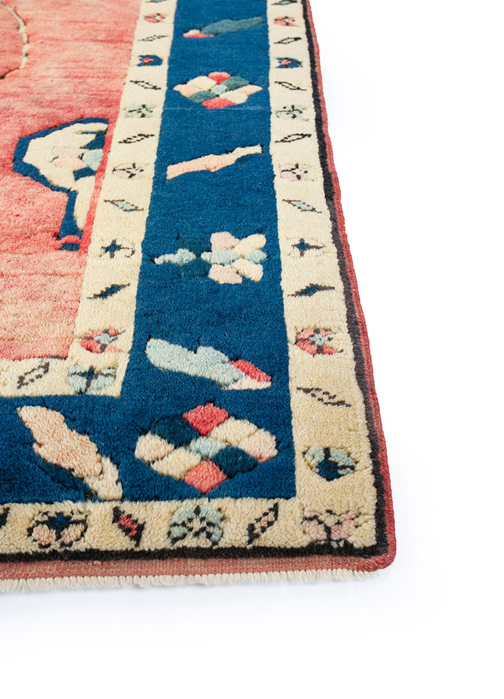 nuray red and orange wool hand knotted Rug - Corner