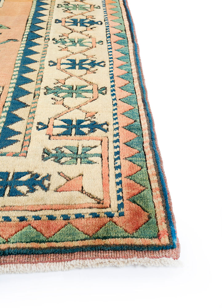 nuray red and orange wool hand knotted Rug - Corner