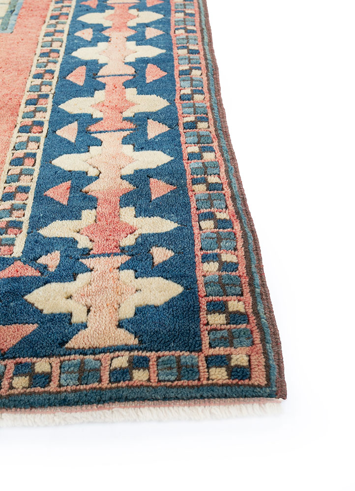 nuray red and orange wool hand knotted Rug - Corner