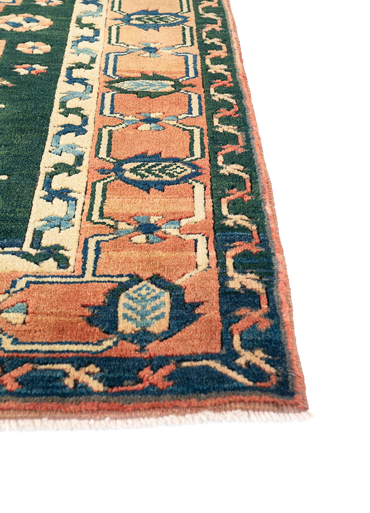 nuray blue wool hand knotted Rug - Corner