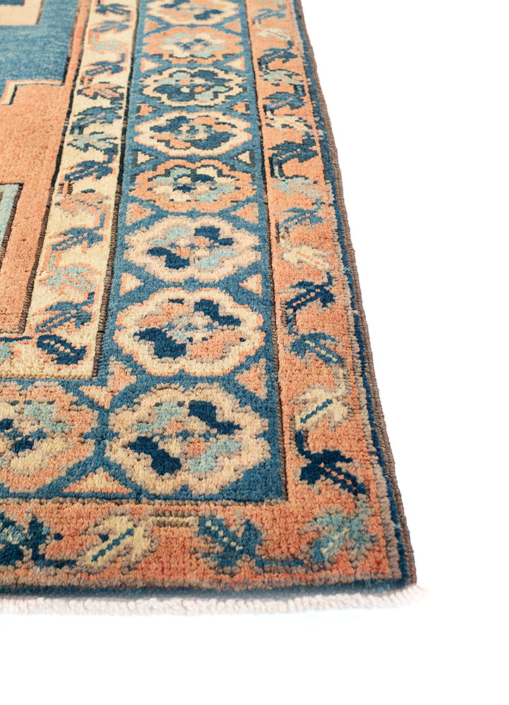 nuray red and orange wool hand knotted Rug - Corner
