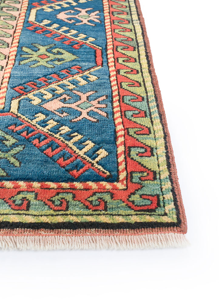 nuray red and orange wool hand knotted Rug - Corner