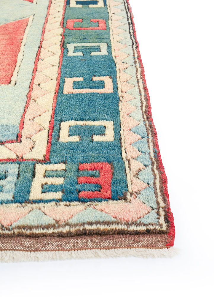 nuray red and orange wool hand knotted Rug - Corner