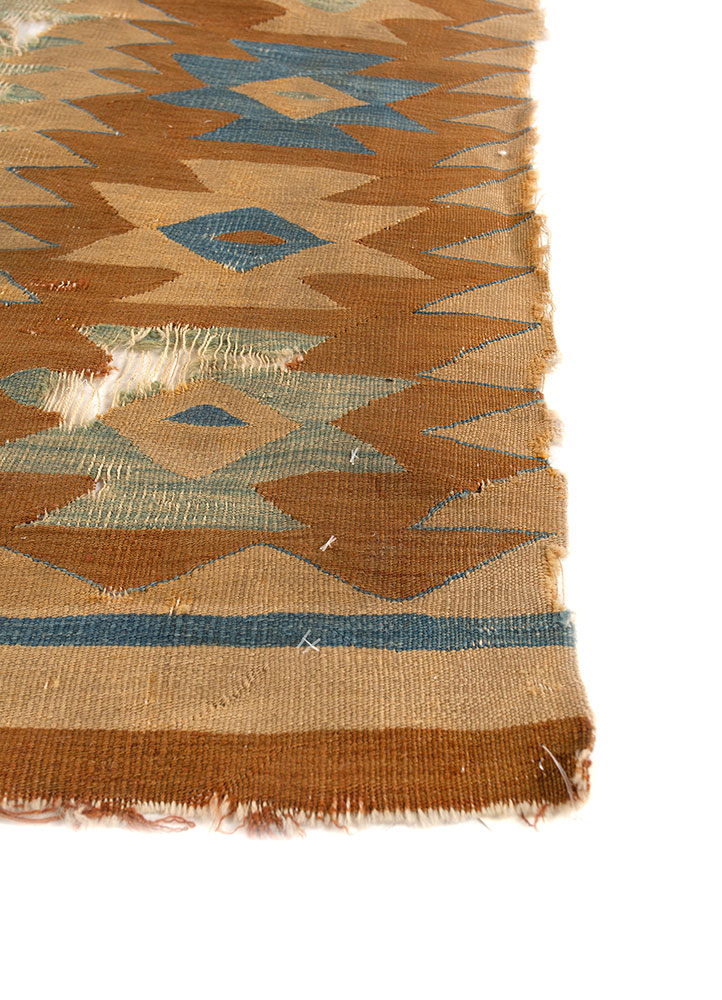 nayaab beige and brown wool flat weaves Rug - Corner
