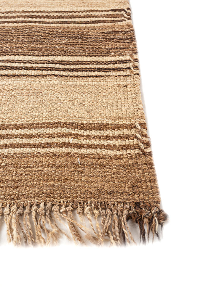 nayaab beige and brown wool flat weaves Rug - Corner