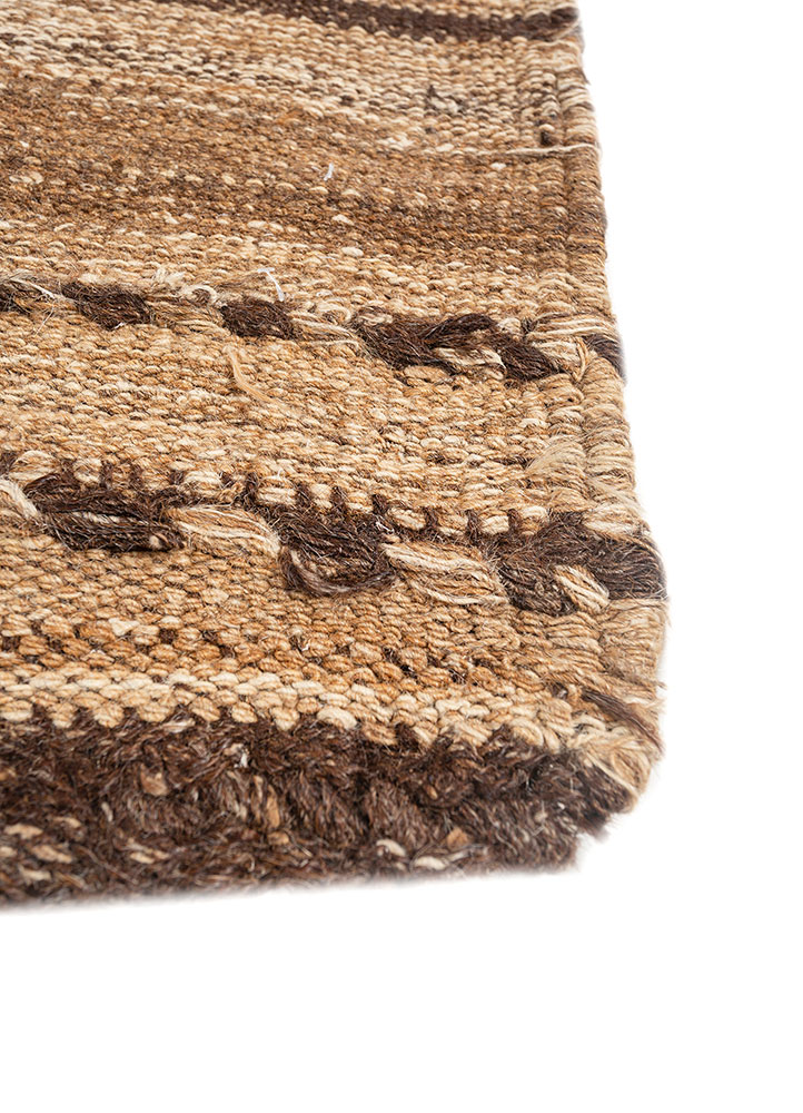 nayaab beige and brown jute and hemp flat weaves Rug - Corner