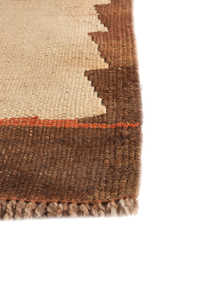 nayaab red and orange wool flat weaves Rug - Corner