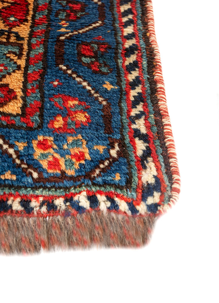 nuray blue wool hand knotted Rug - Corner