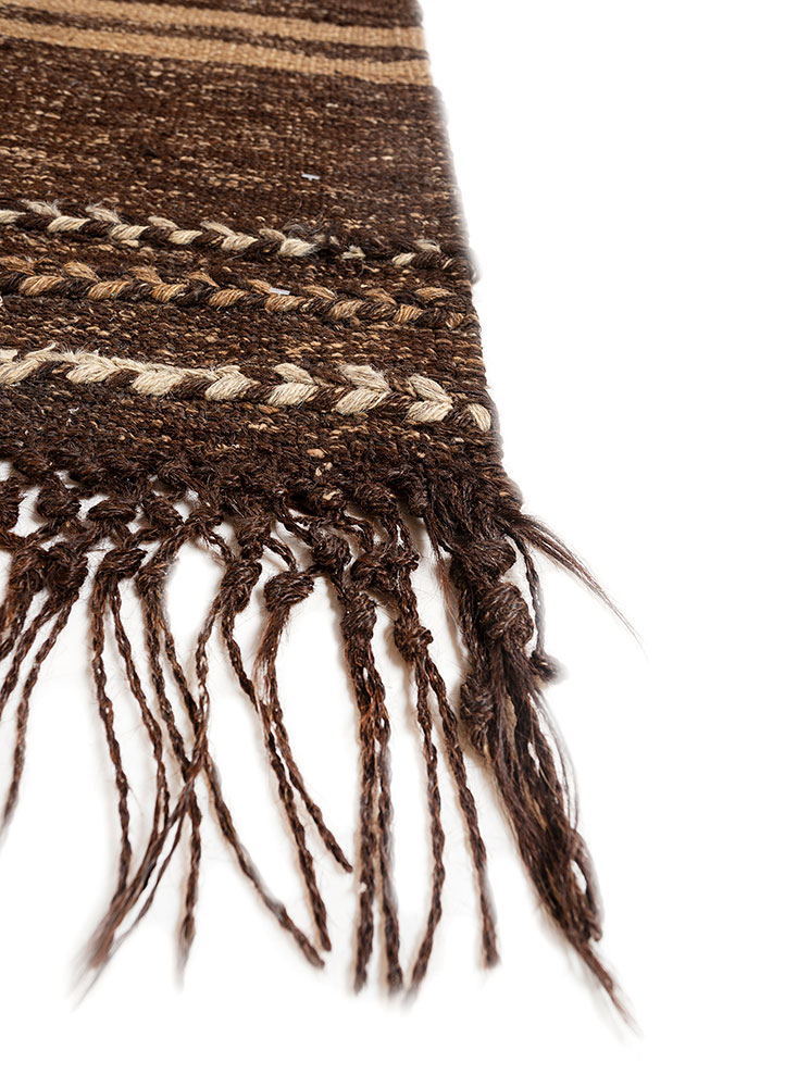 hula beige and brown jute and hemp hand knotted Rug - Corner