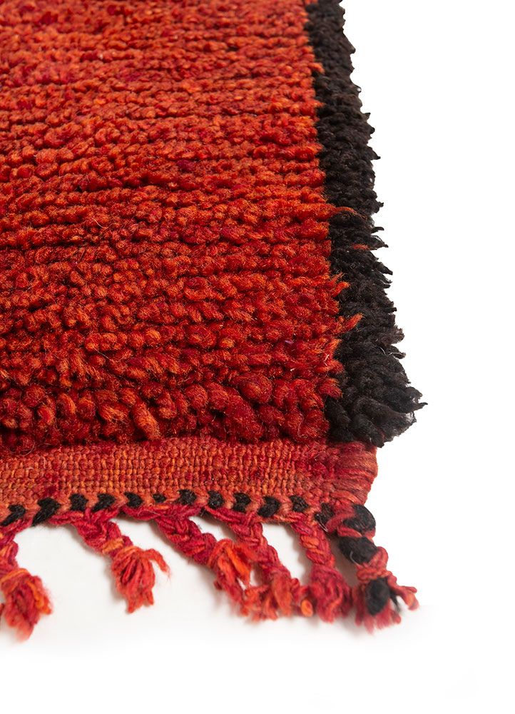 zuri red and orange wool hand knotted Rug - Corner