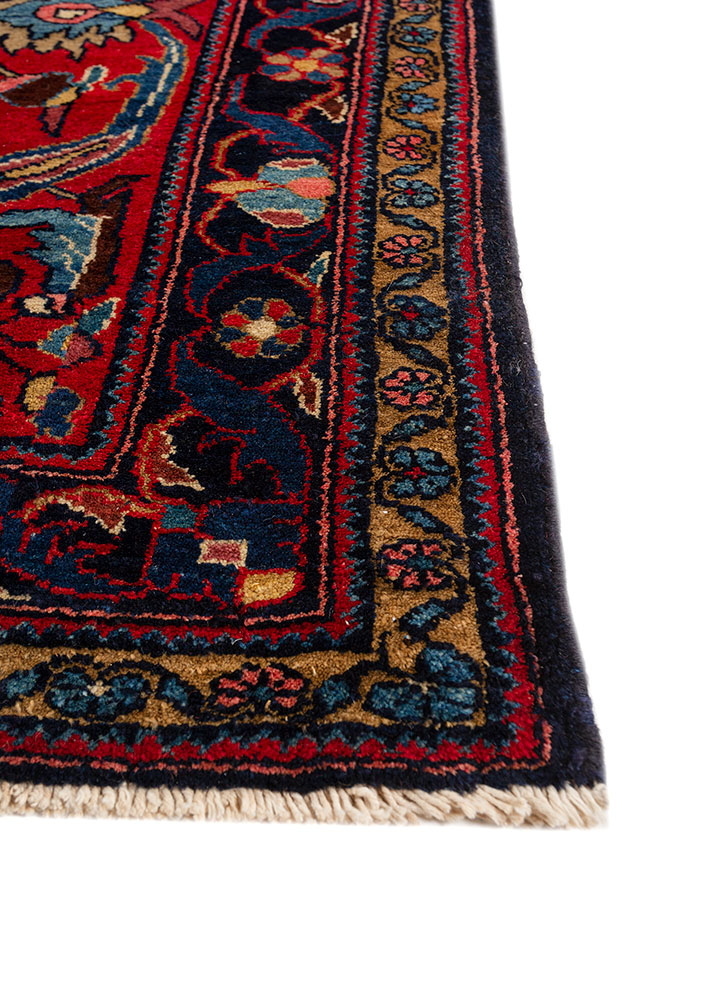 aalam blue wool hand knotted Rug - Corner
