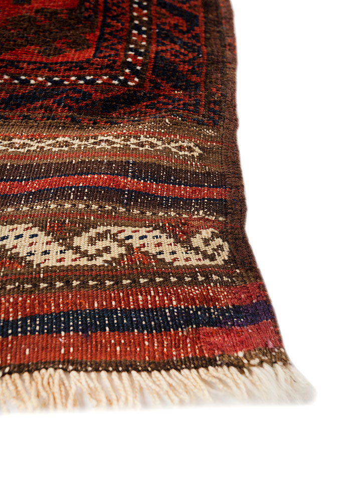 aalam red and orange wool hand knotted Rug - Corner