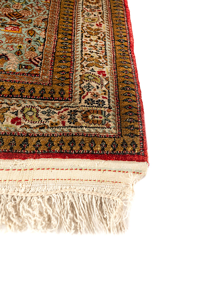 gulmarg blue silk hand knotted Rug - Corner