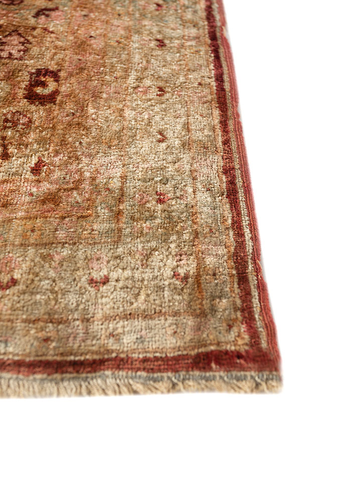 gulmarg beige and brown silk hand knotted Rug - Corner