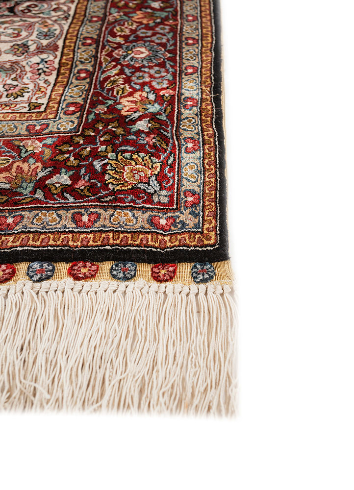 gulmarg blue silk hand knotted Rug - Corner