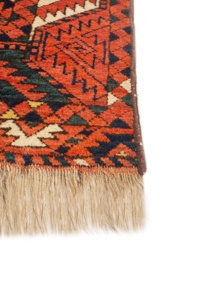 kiaan red and orange wool hand knotted Rug - Corner