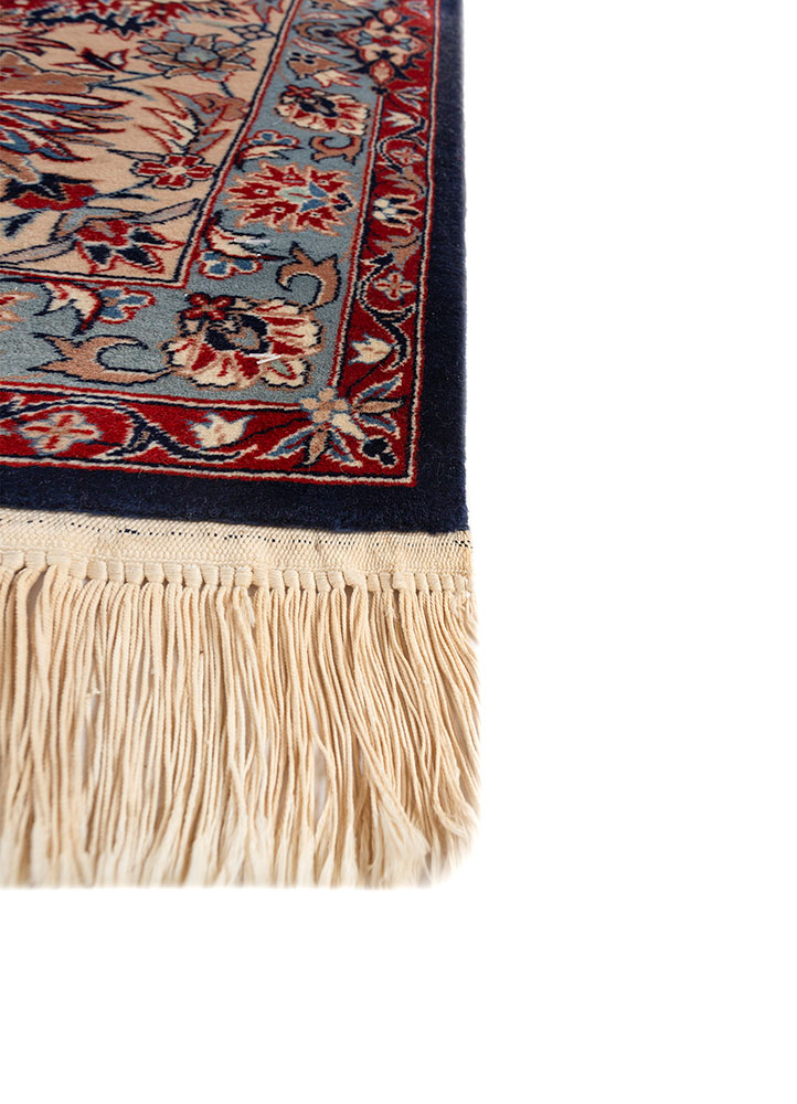 aalam blue wool hand knotted Rug - Corner