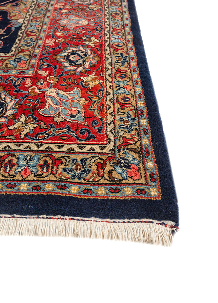aalam blue wool hand knotted Rug - Corner
