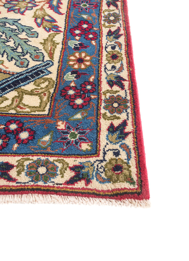 aalam red and orange wool hand knotted Rug - Corner
