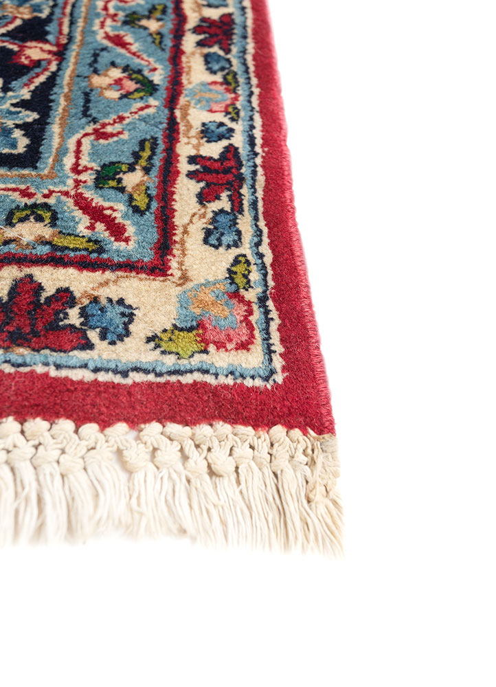 aalam red and orange wool hand knotted Rug - Corner