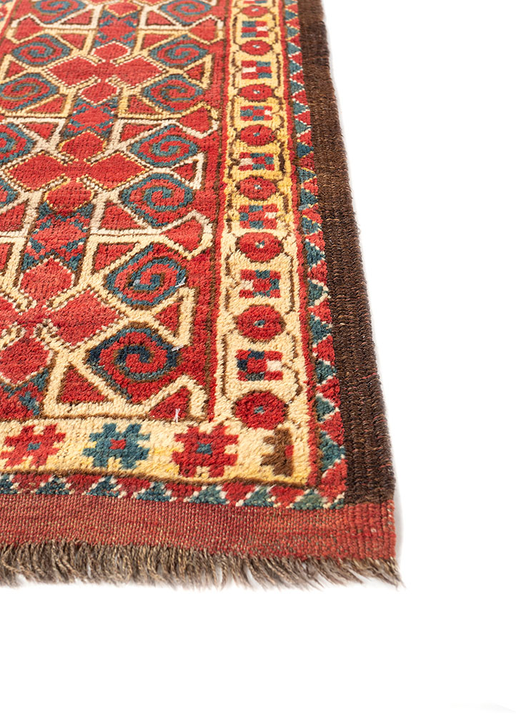 kiaan red and orange wool hand knotted Rug - Corner