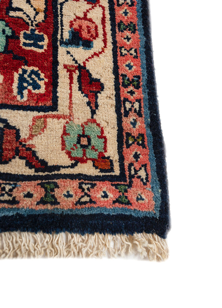aalam blue wool hand knotted Rug - Corner