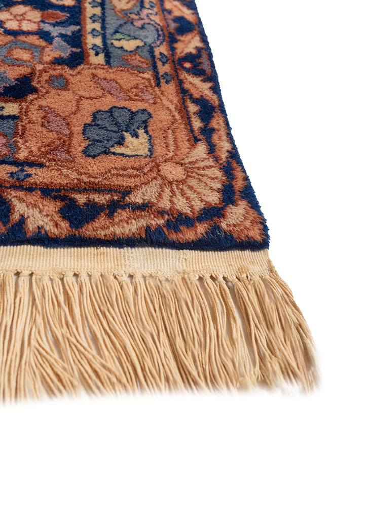 aalam blue wool hand knotted Rug - Corner