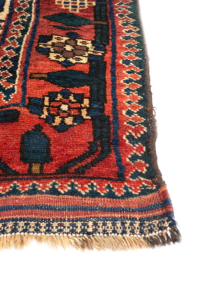aalam red and orange wool hand knotted Rug - Corner