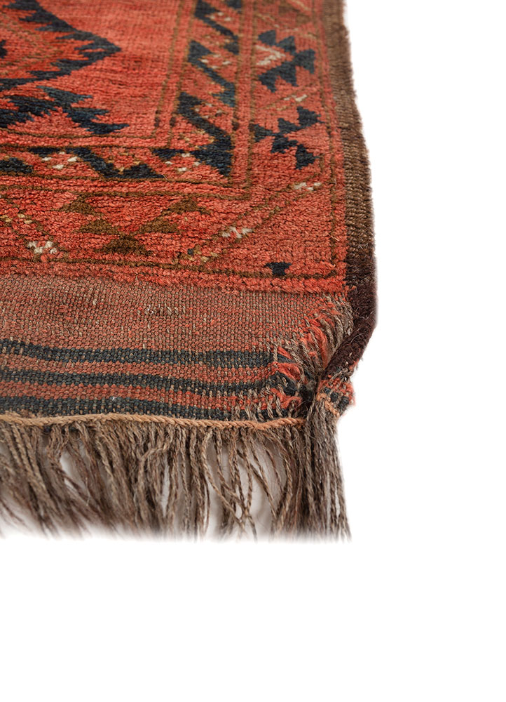 kiaan red and orange wool hand knotted Rug - Corner